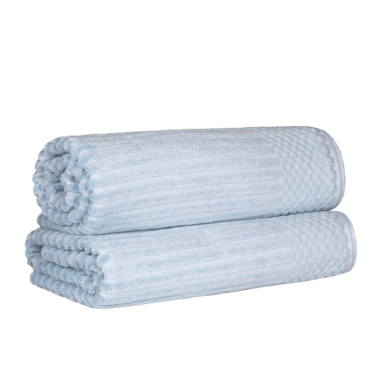 Ribbed Textured Cotton 2 Piece Bath Sheet Towel Set - SlateBlue