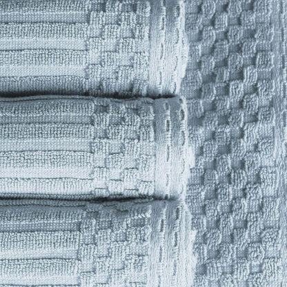 Ribbed Textured Cotton Medium Weight 6 Piece Towel Set - SlateBlue