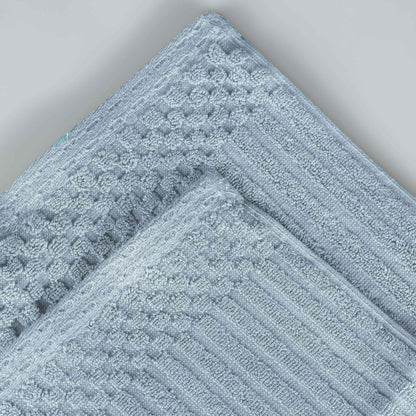 Ribbed Textured Cotton Medium Weight 6 Piece Towel Set - SlateBlue