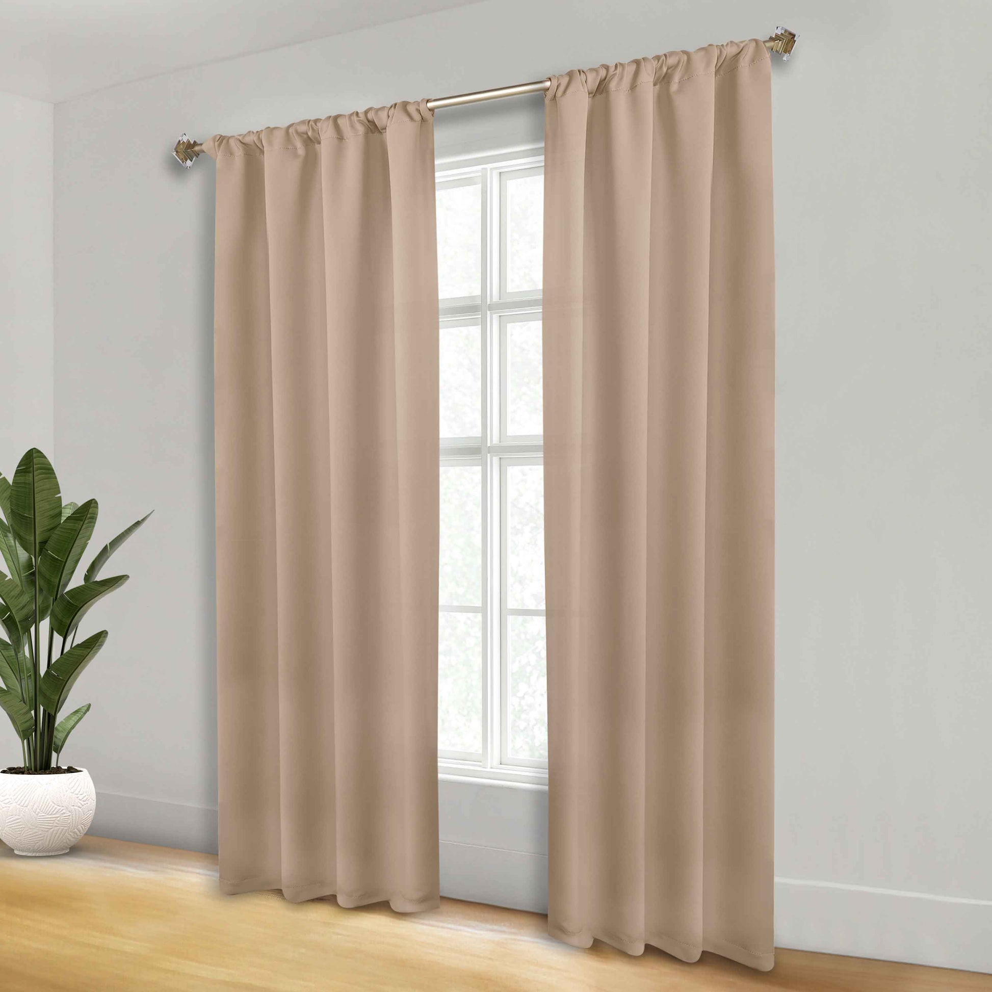 Solid Room Darkening Blackout Curtain Panels, Rod Pocket, Set of 2 - SmokedAsh