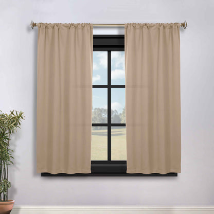 Solid Room Darkening Blackout Curtain Panels, Rod Pocket, Set of 2 - SmokedAsh