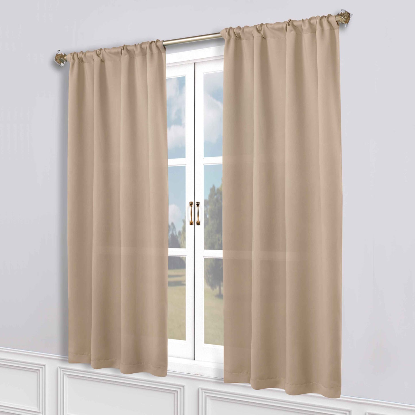 Solid Room Darkening Blackout Curtain Panels, Rod Pocket, Set of 2 - SmokedAsh