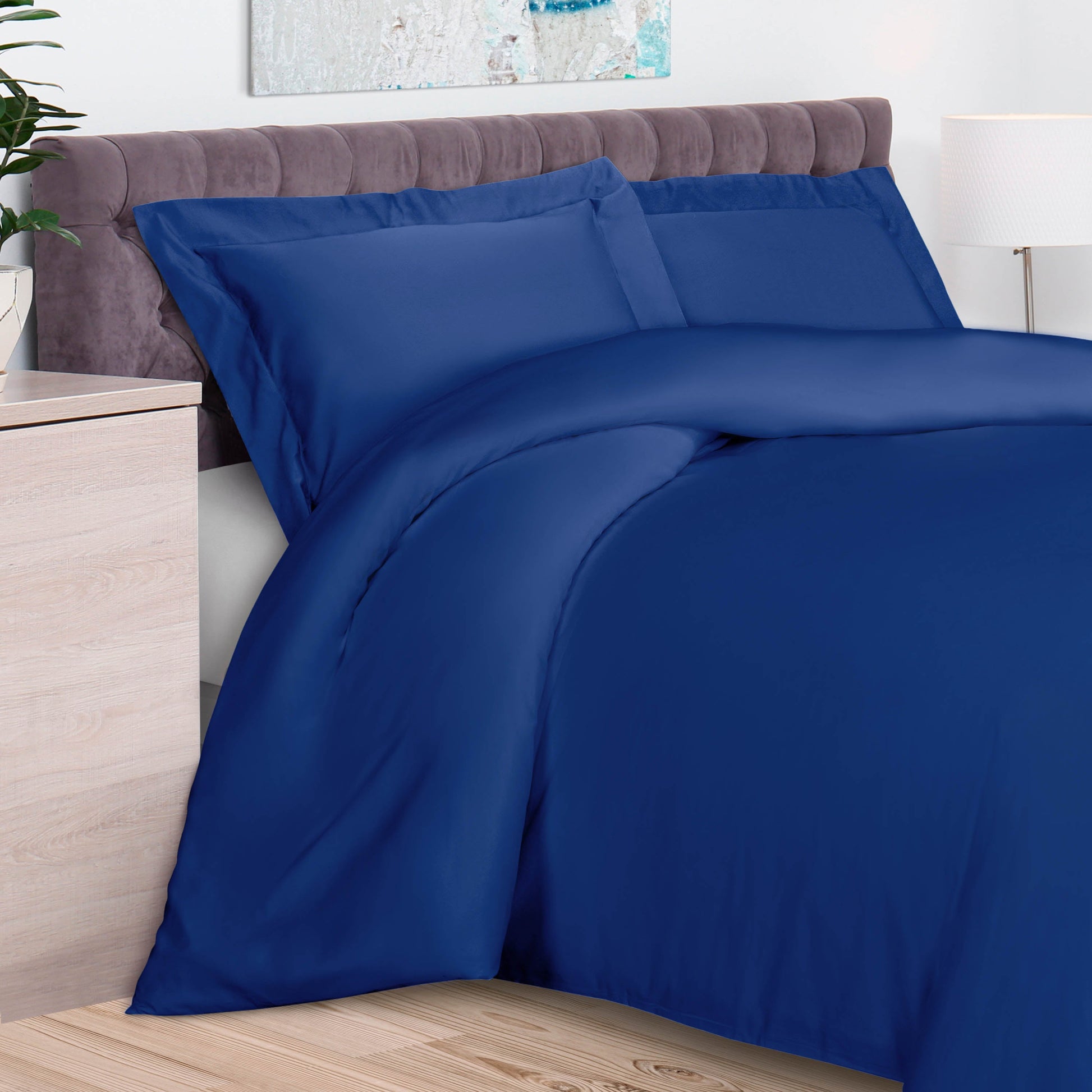 100% Rayon From Bamboo 300 Thread Count Solid Duvet Cover Set - SmokedBlue