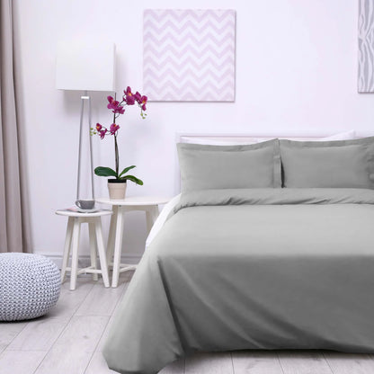 Cotton Percale Modern Traditional Duvet Cover Set - SmokedPearl