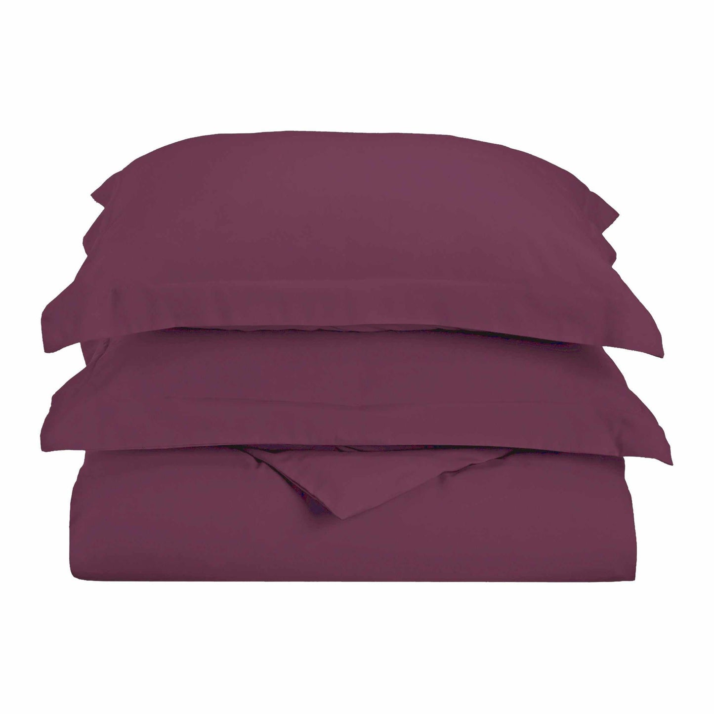  Superior Solid Microfiber Wrinkle Resistant Duvet Cover Set - plum