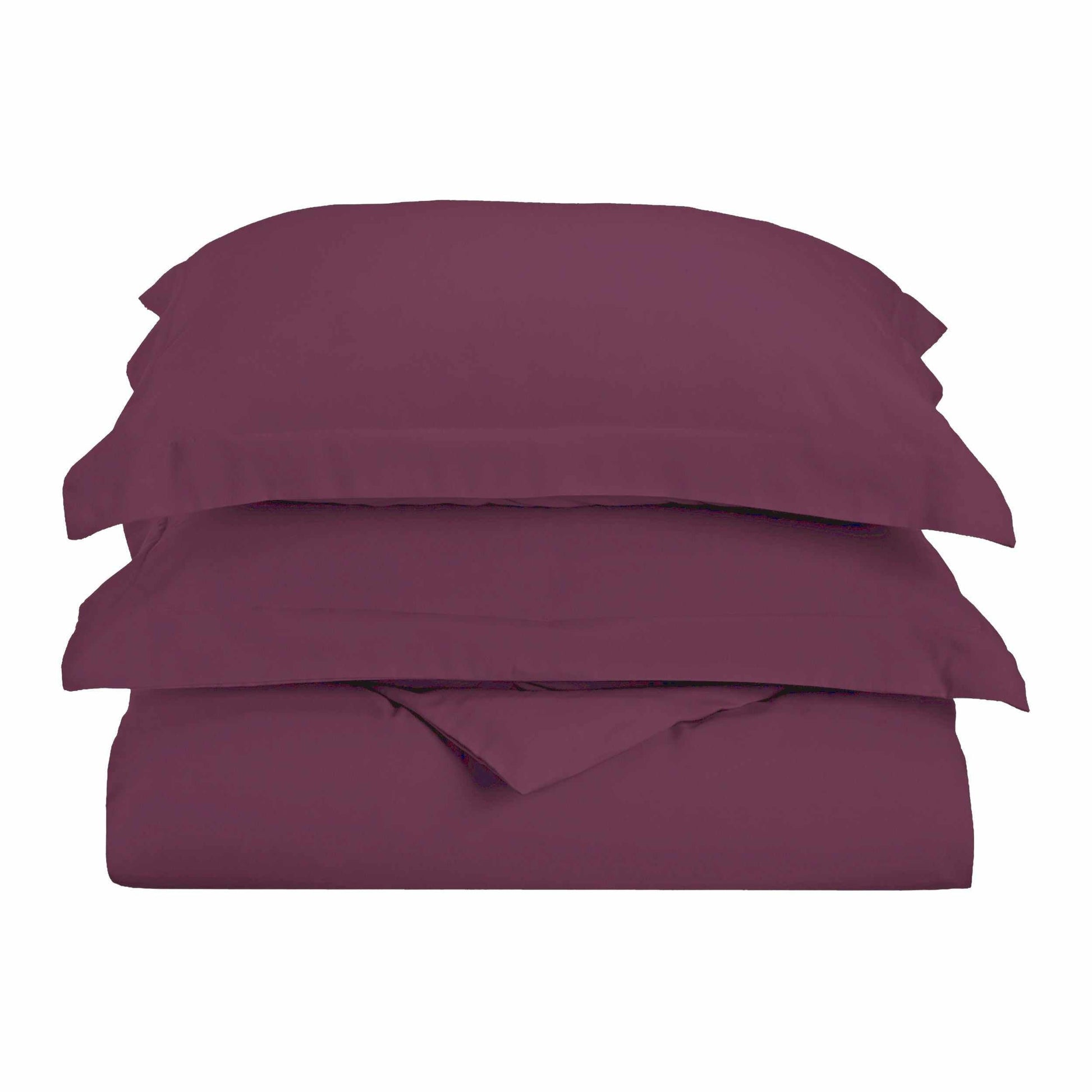  Superior Solid Microfiber Wrinkle Resistant Duvet Cover Set - plum