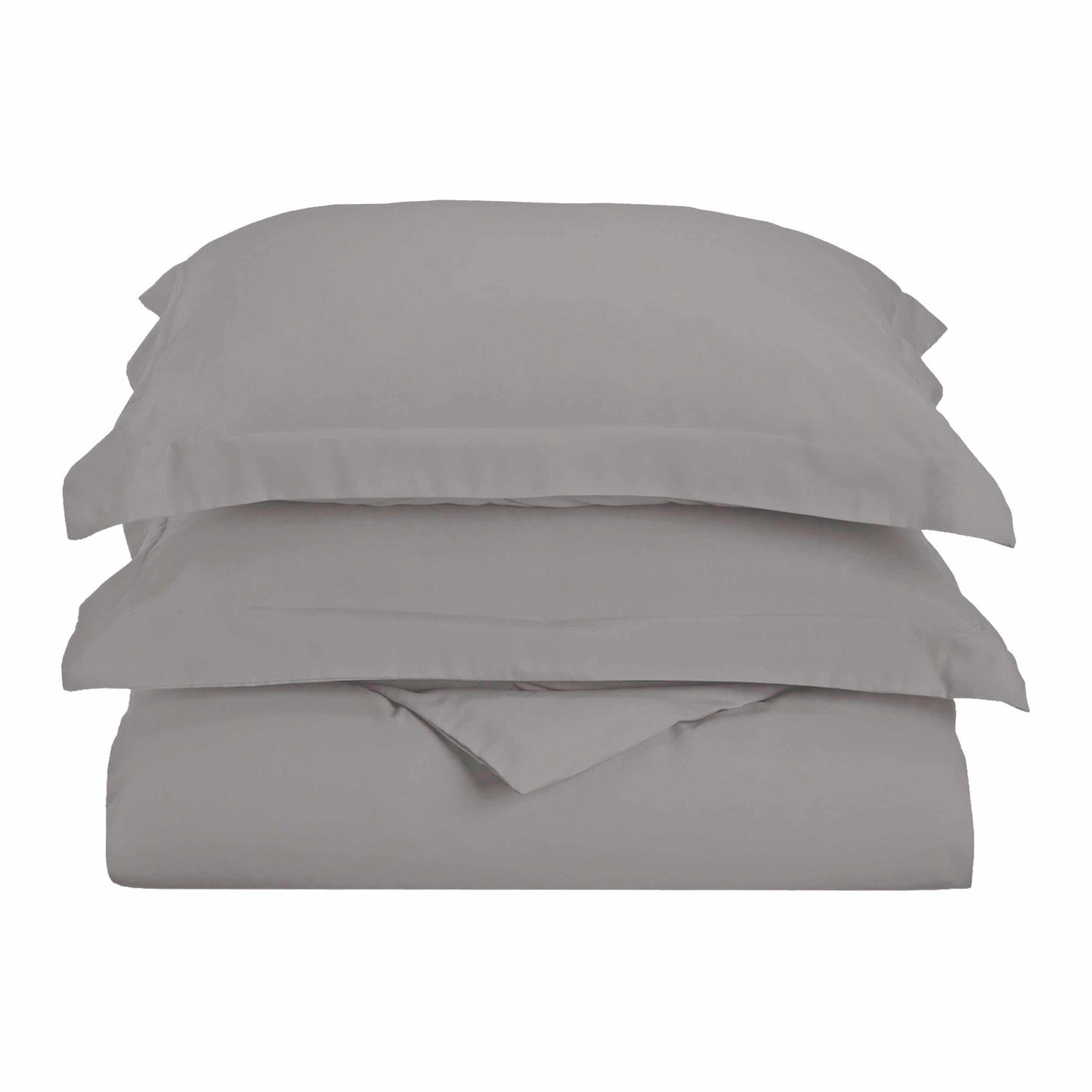  Superior Solid Microfiber Wrinkle Resistant Duvet Cover Set - Silver