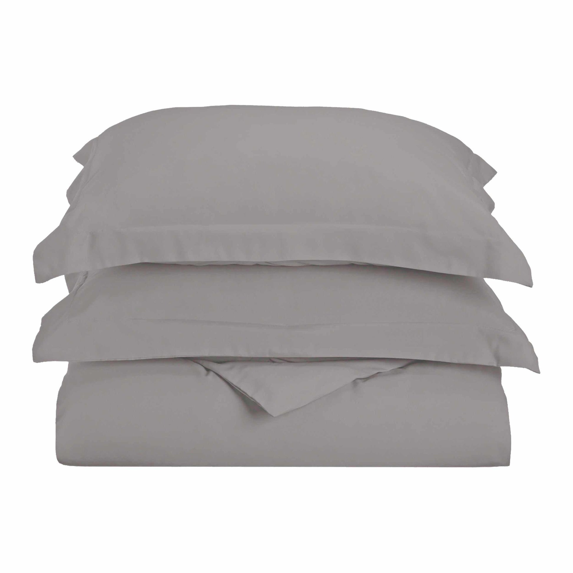  Superior Solid Microfiber Wrinkle Resistant Duvet Cover Set - Silver