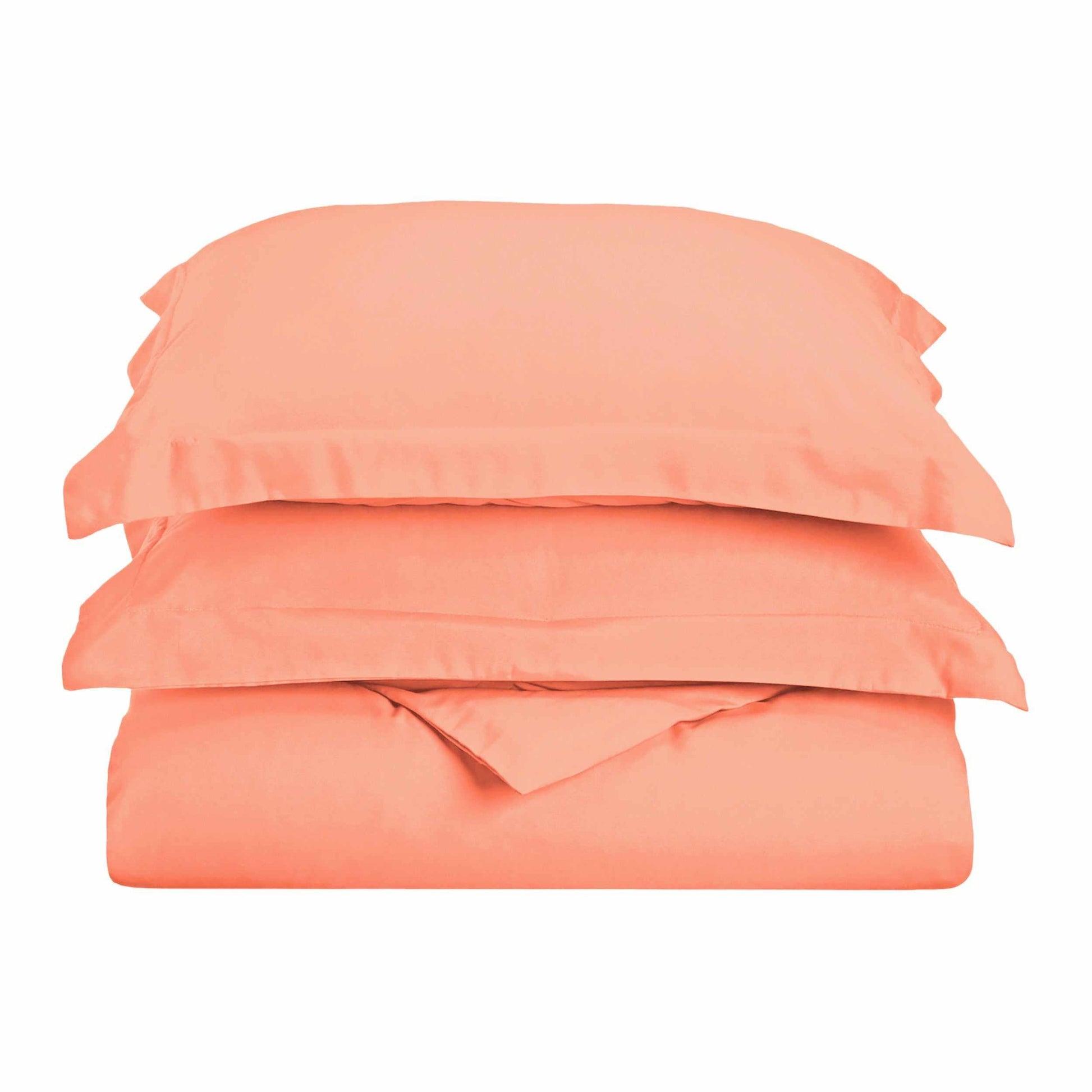  Superior Solid Microfiber Wrinkle Resistant Duvet Cover Set - Coral