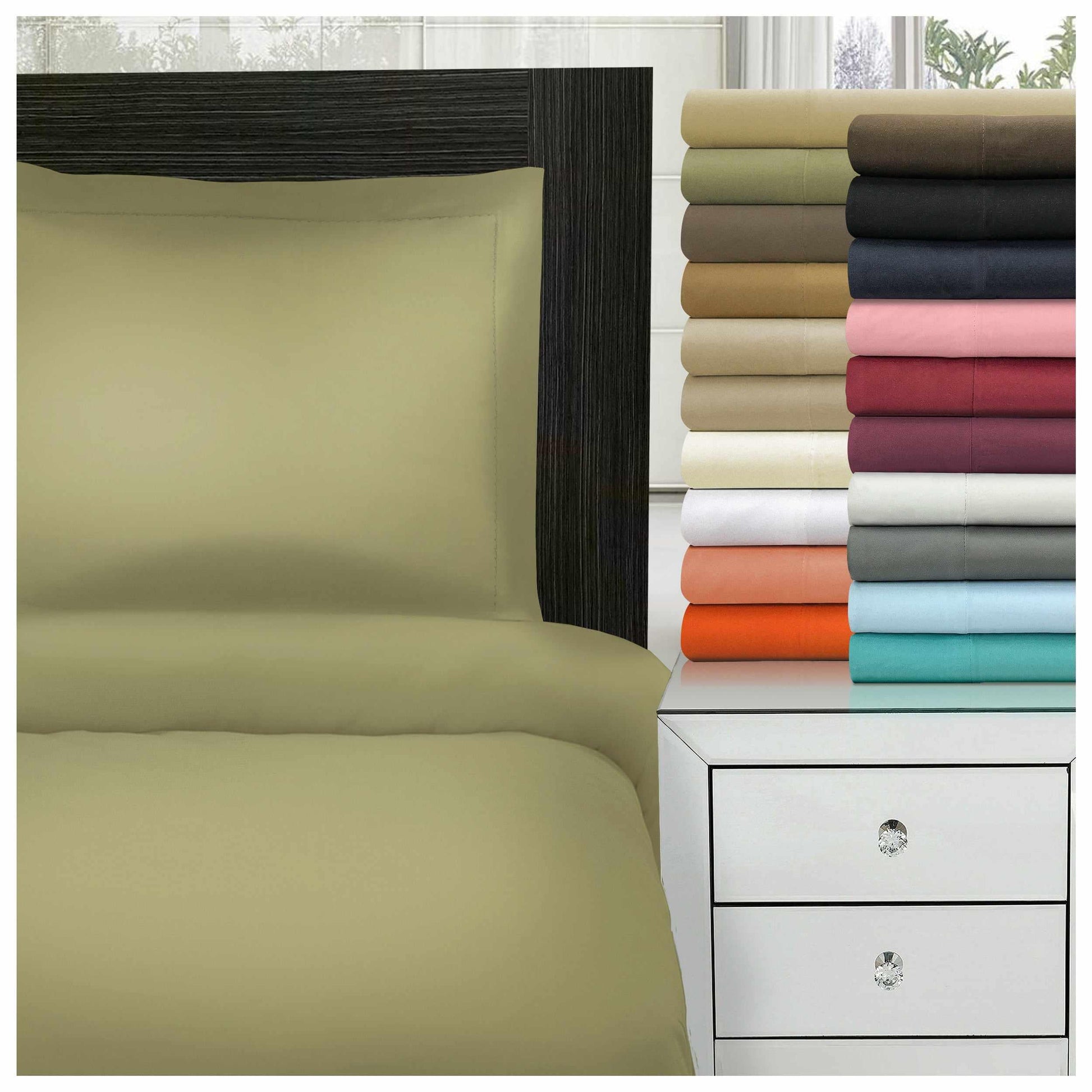  Superior Solid Microfiber Wrinkle Resistant Duvet Cover Set - Sage