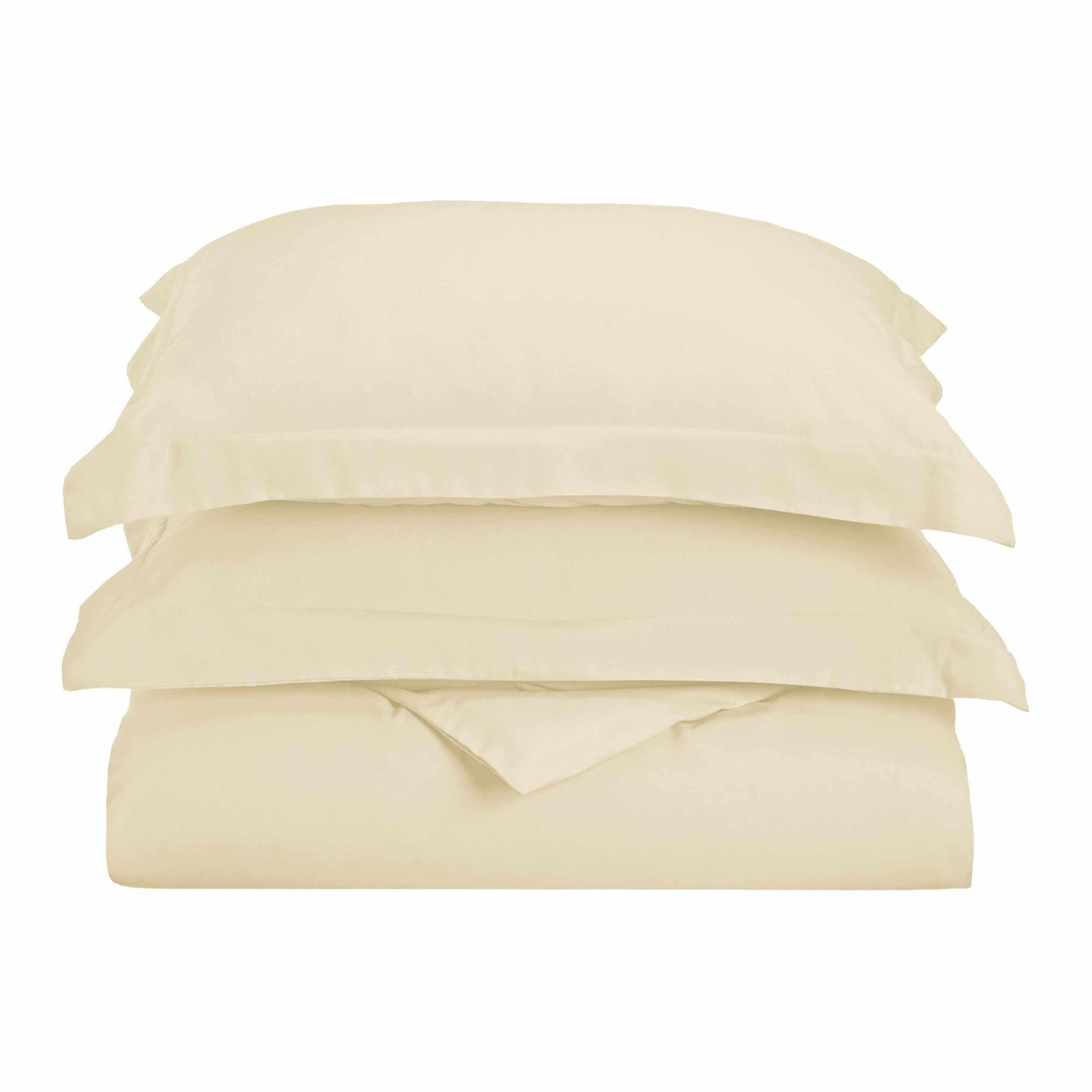 Superior Solid Microfiber Wrinkle Resistant Duvet Cover Set -Ivory
