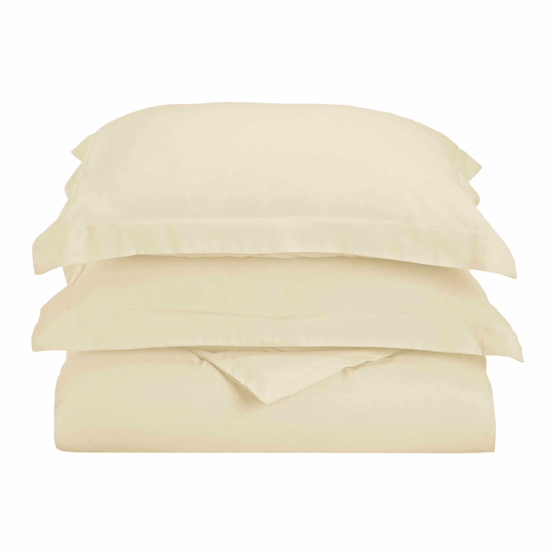Superior Solid Microfiber Wrinkle Resistant Duvet Cover Set -Ivory