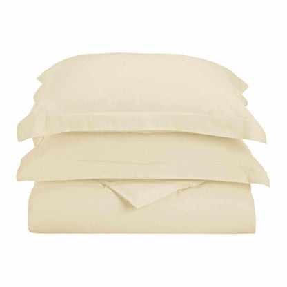 Superior Solid Microfiber Wrinkle Resistant Duvet Cover Set -Ivory