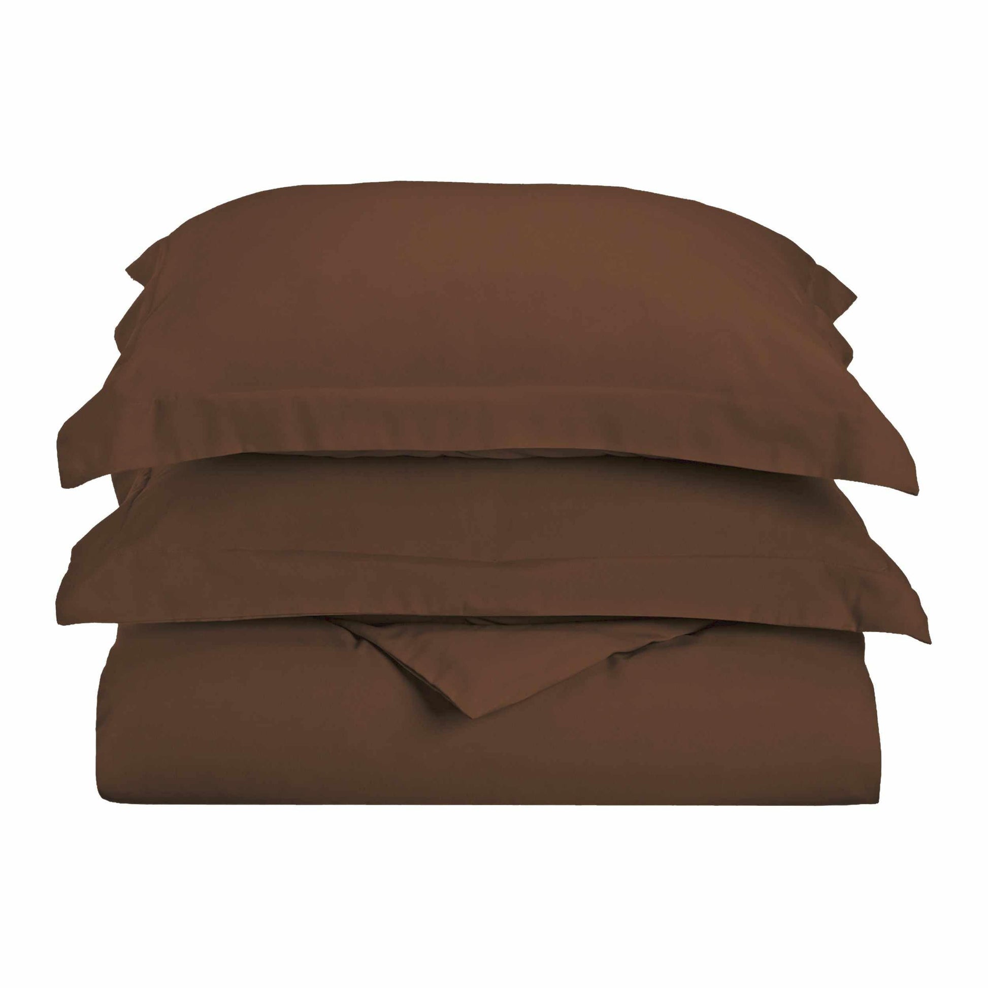 Superior Solid Microfiber Wrinkle Resistant Duvet Cover Set - Mocha