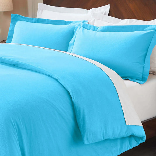 Flannel Cotton Modern Solid Fuzzy Duvet Cover Set With Pillow Shams