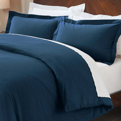 Flannel Cotton Modern Solid Fuzzy Duvet Cover Set With Pillow Shams