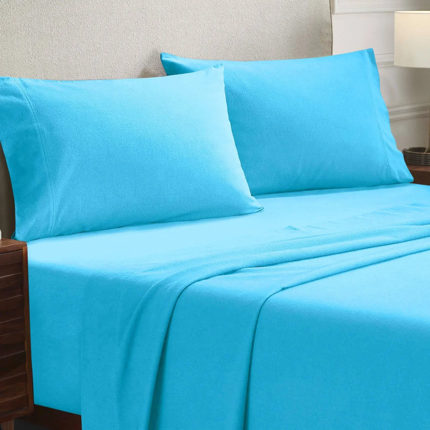 Solid Flannel Cotton Soft Fuzzy Pillowcases, Set of 2