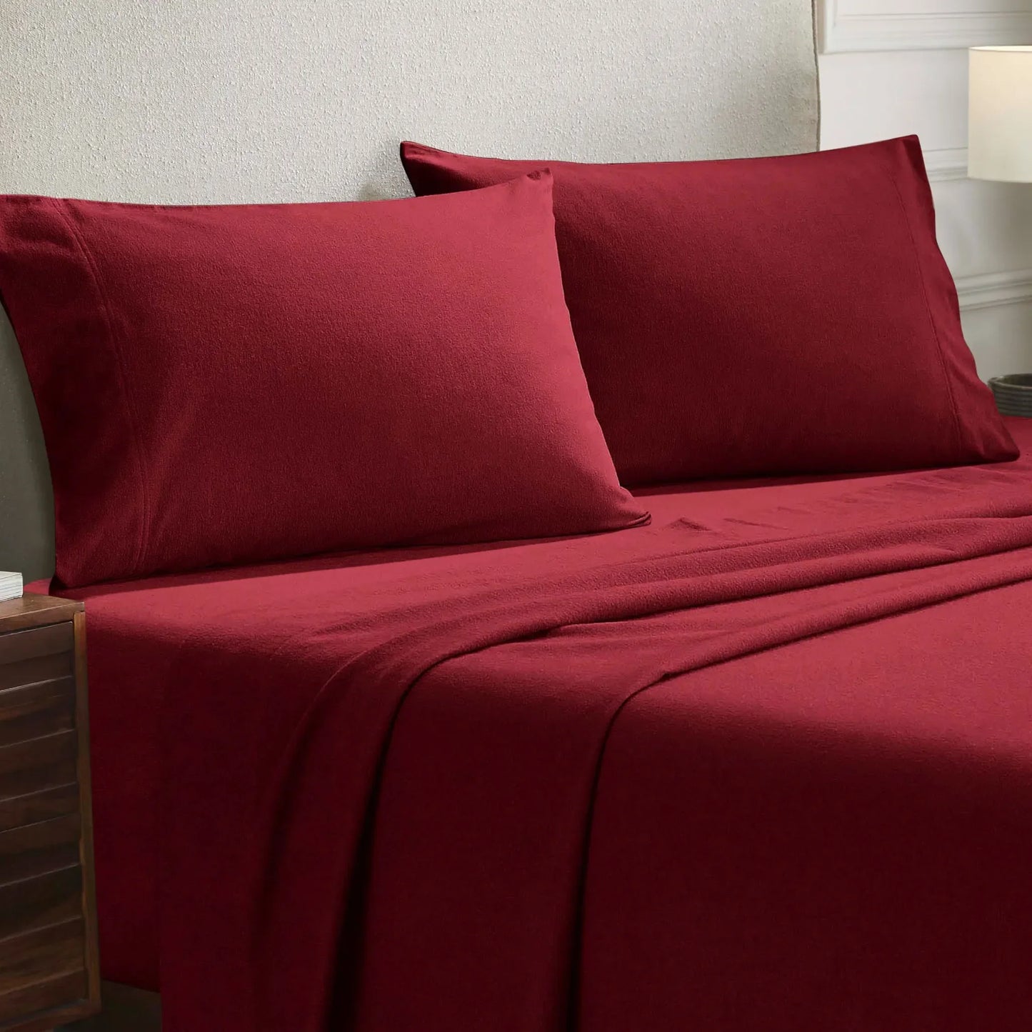 Solid Flannel Cotton Soft Fuzzy Pillowcases, Set of 2