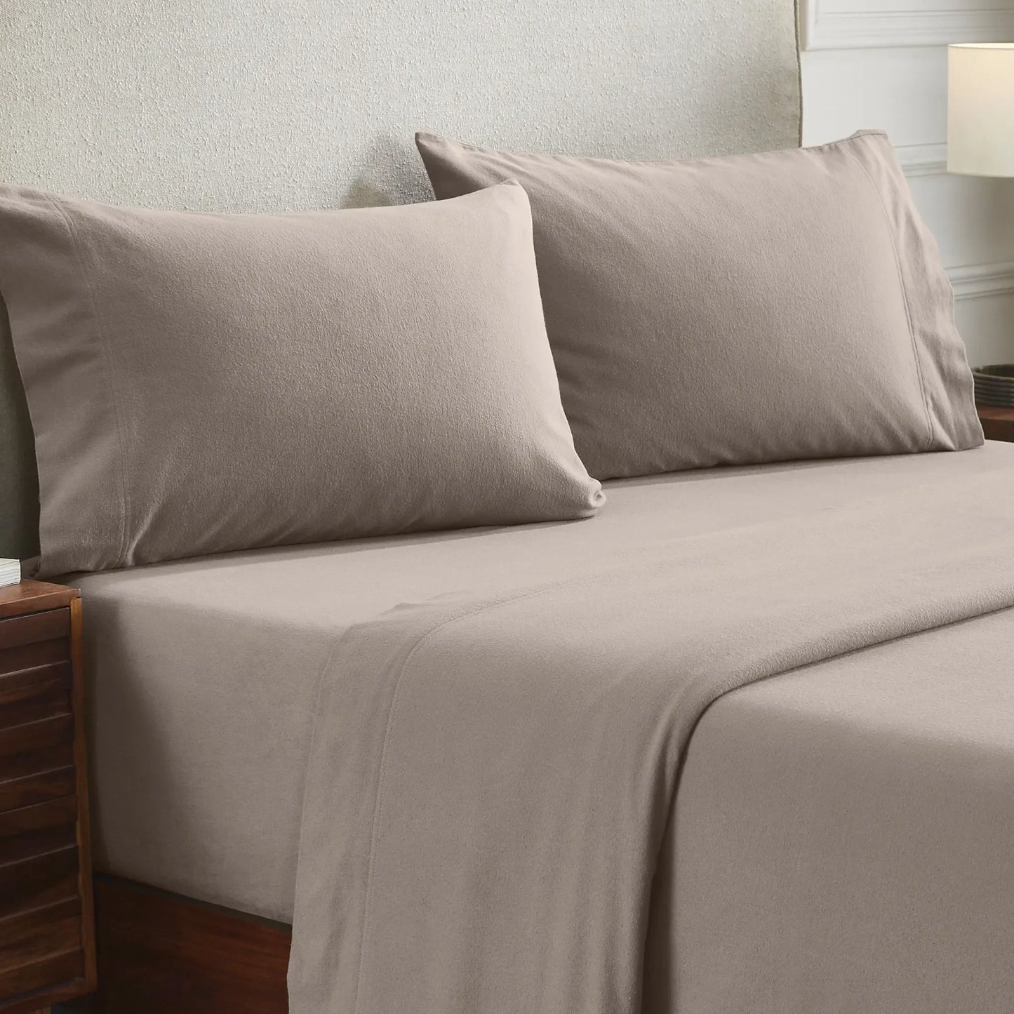 Solid Flannel Cotton Soft Fuzzy Pillowcases, Set of 2