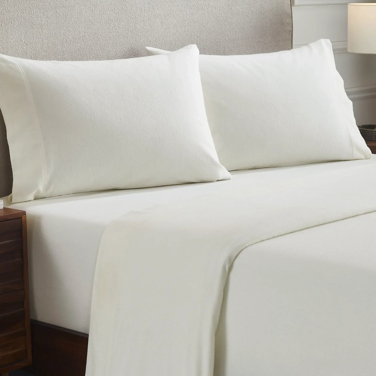 Solid Flannel Cotton Soft Fuzzy Pillowcases, Set of 2