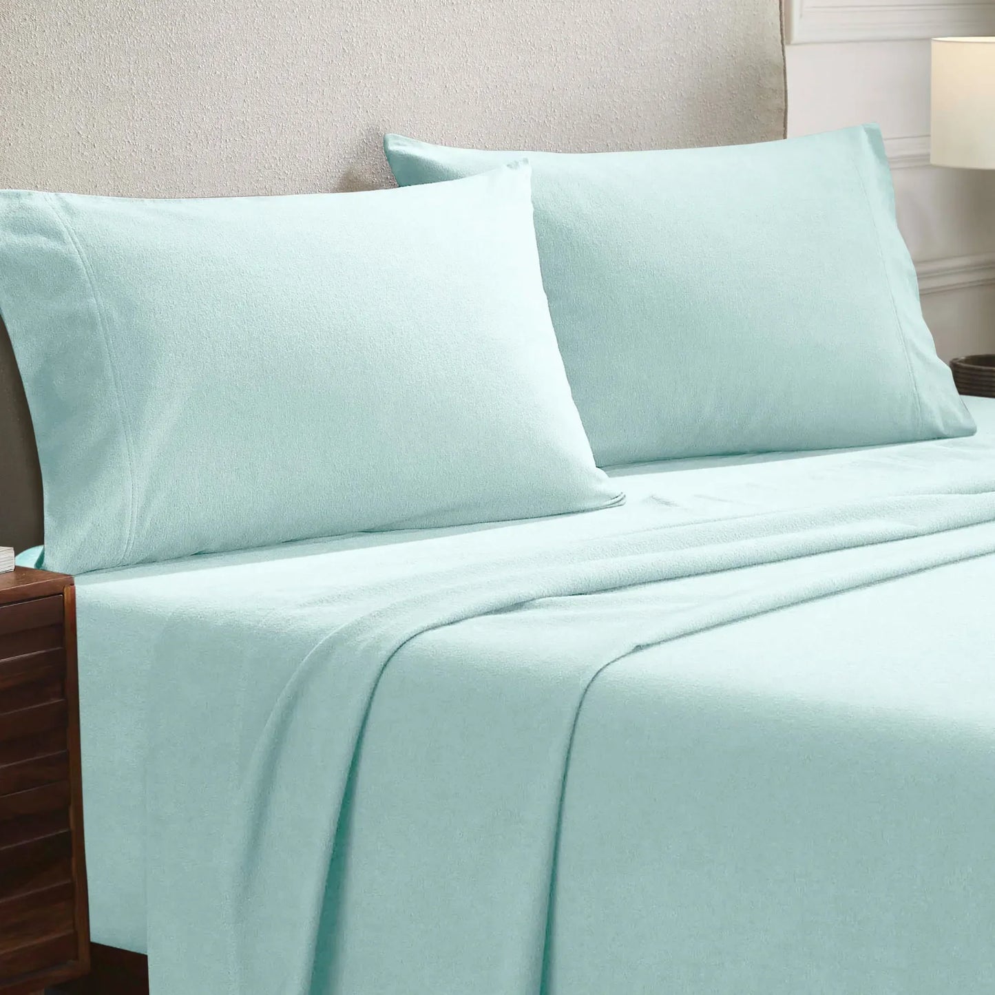 Solid Flannel Cotton Soft Fuzzy Pillowcases, Set of 2