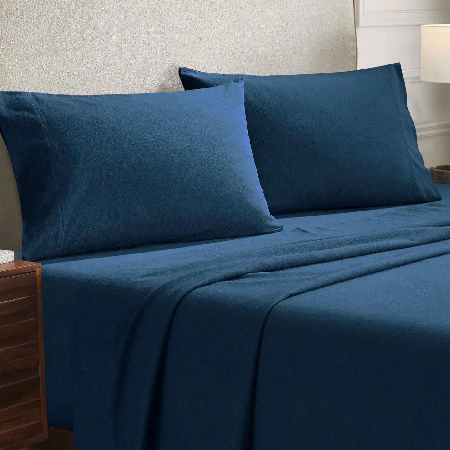 Solid Flannel Cotton Soft Fuzzy Pillowcases, Set of 2