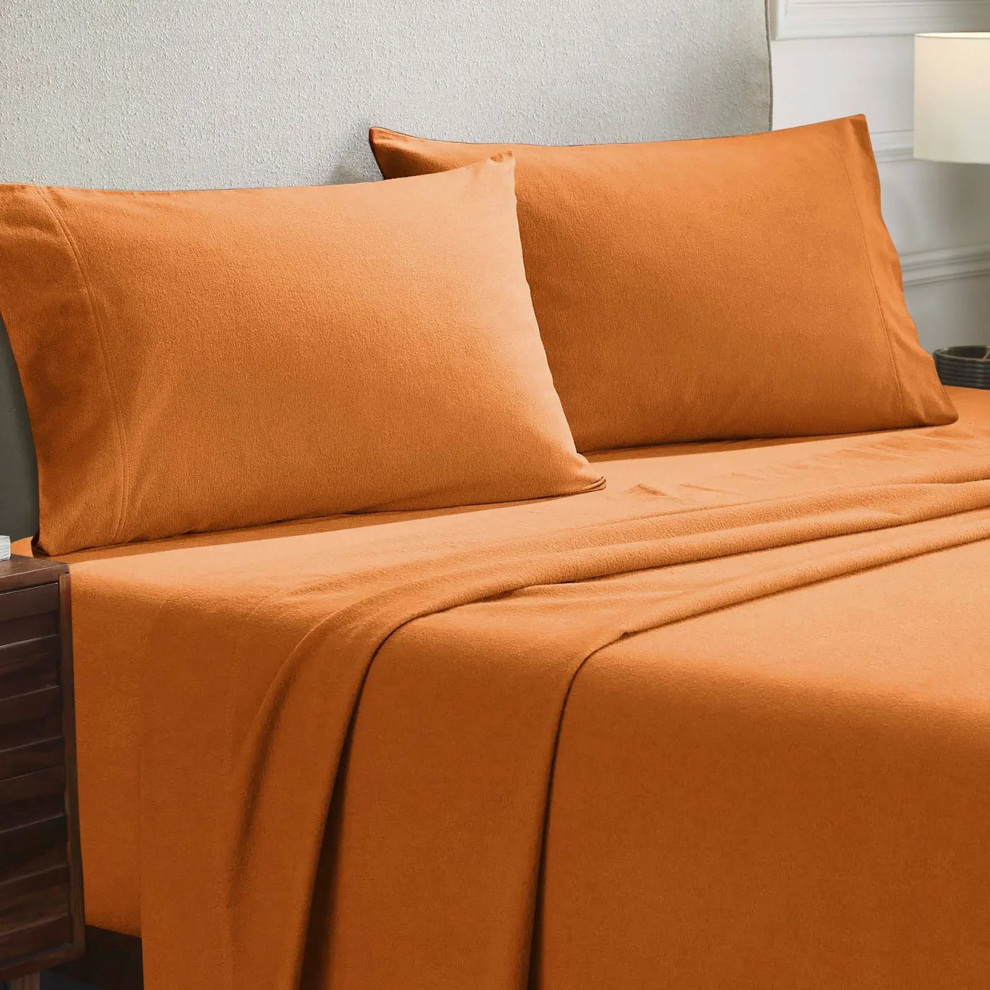 Solid Flannel Cotton Soft Fuzzy Pillowcases, Set of 2