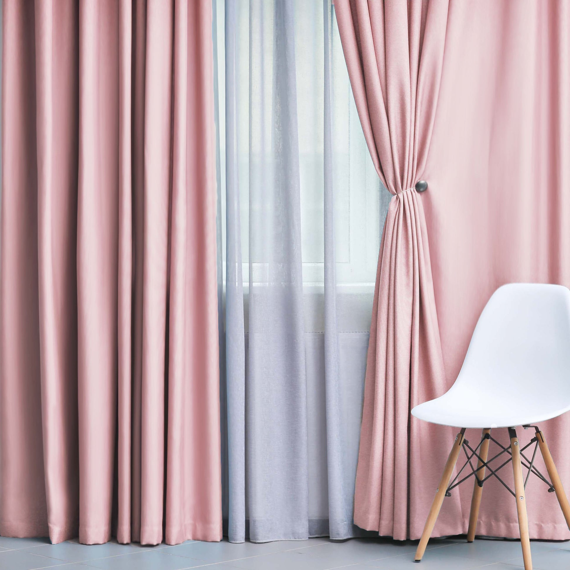 Solid Machine Washable Room Darkening Blackout Curtains, Set of 2 - MauveChalk