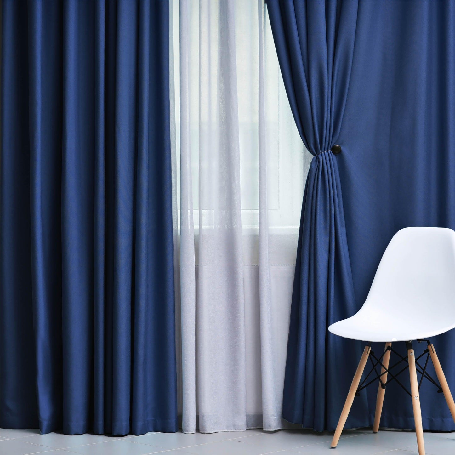 Solid Machine Washable Room Darkening Blackout Curtains, Set of 2