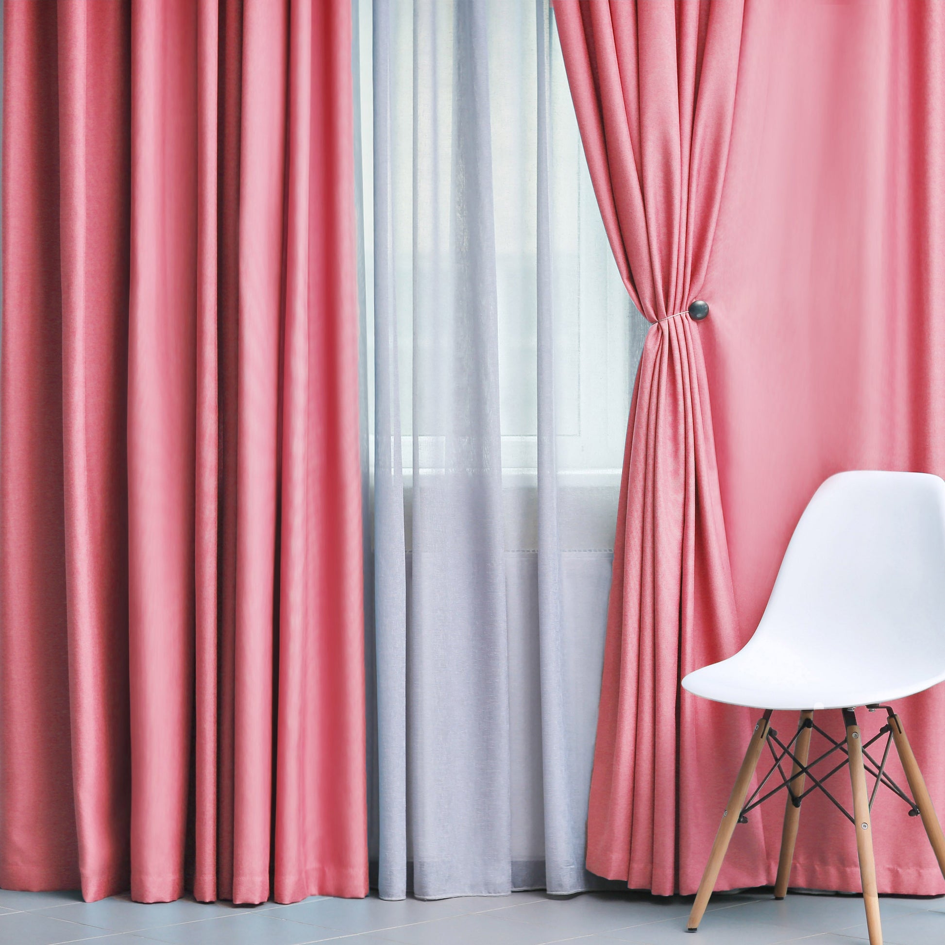 Solid Machine Washable Room Darkening Blackout Curtains, Set of 2 - Pink