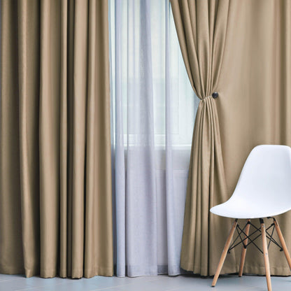 Solid Machine Washable Room Darkening Blackout Curtains, Set of 2