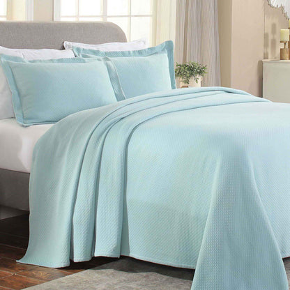 Solitaire Jacquard Matelassé Cotton Diamond Solitaire Bedspread Set - Aqua