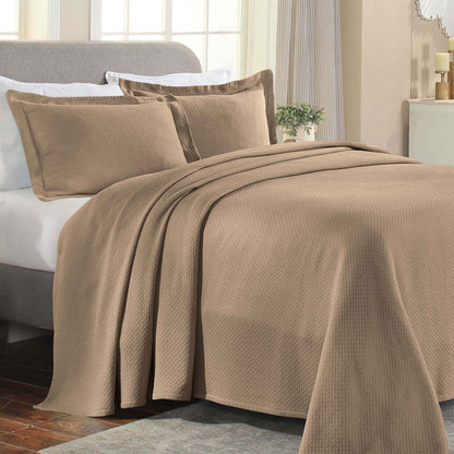 Solitaire Jacquard Matelassé Cotton Diamond Solitaire Bedspread Set - Taupe