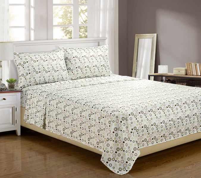 Superior Spring Circles Wrinkle Resistant Microfiber Sheet Set - Taupe