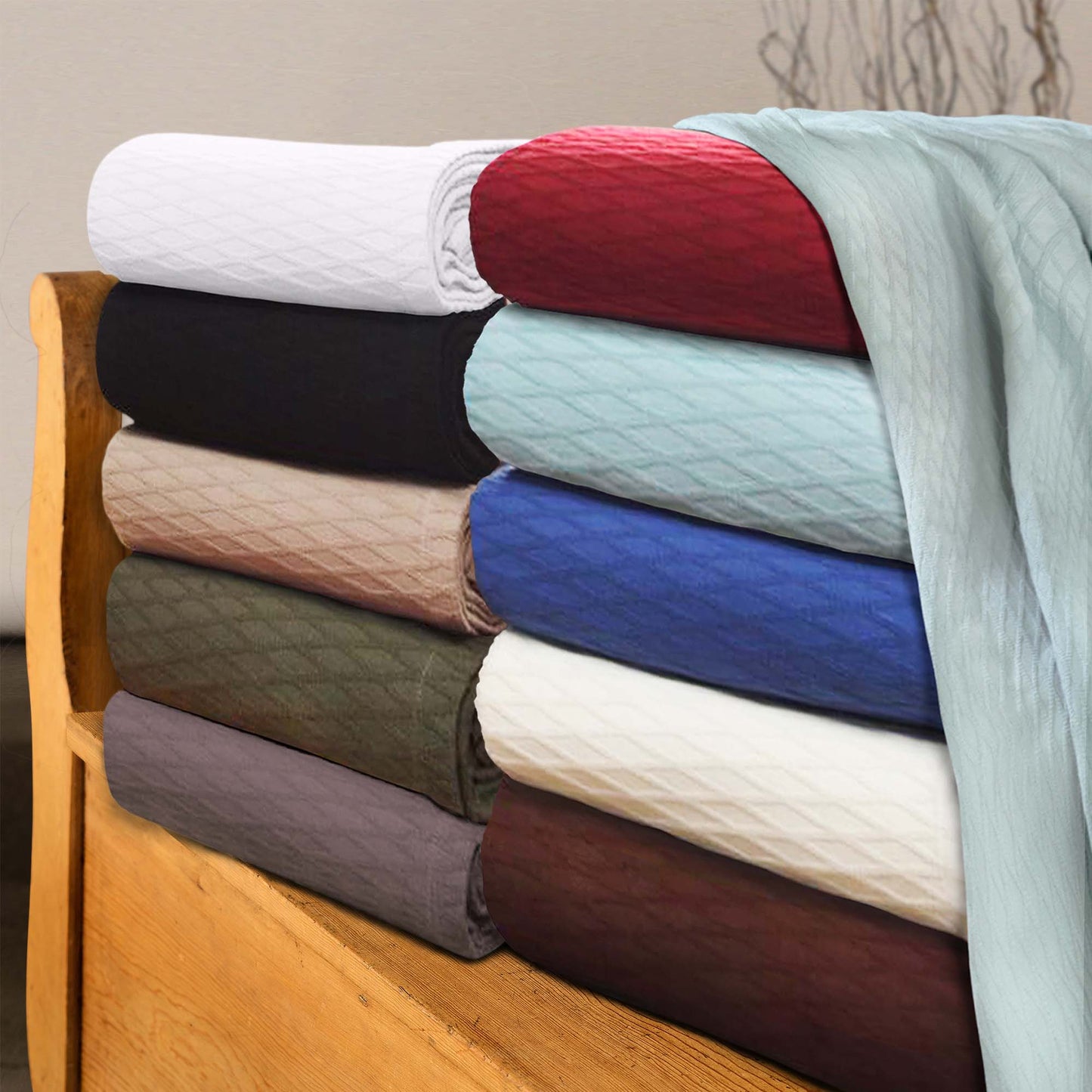 Diamond All-Season Cotton Blanket - White
