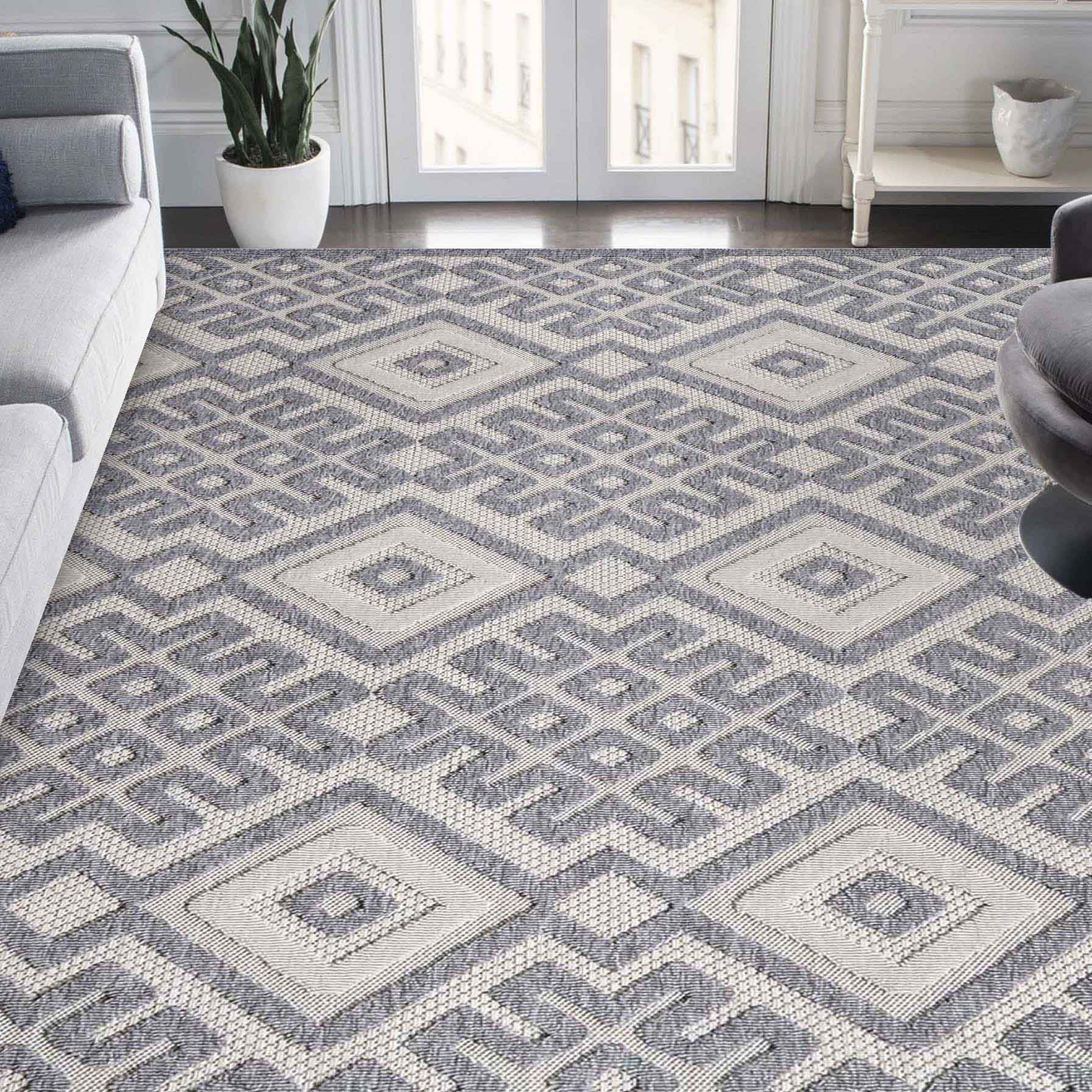 Sterling Modern Geometric Diamonds Indoor/Outdoor Area Rug - Cream