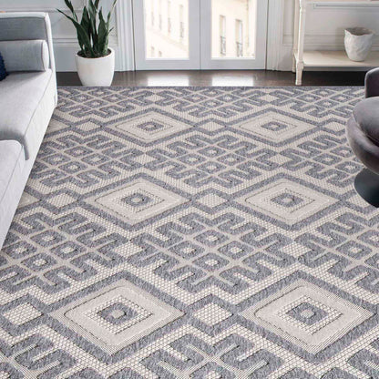 Sterling Modern Geometric Diamonds Indoor/Outdoor Area Rug - Cream