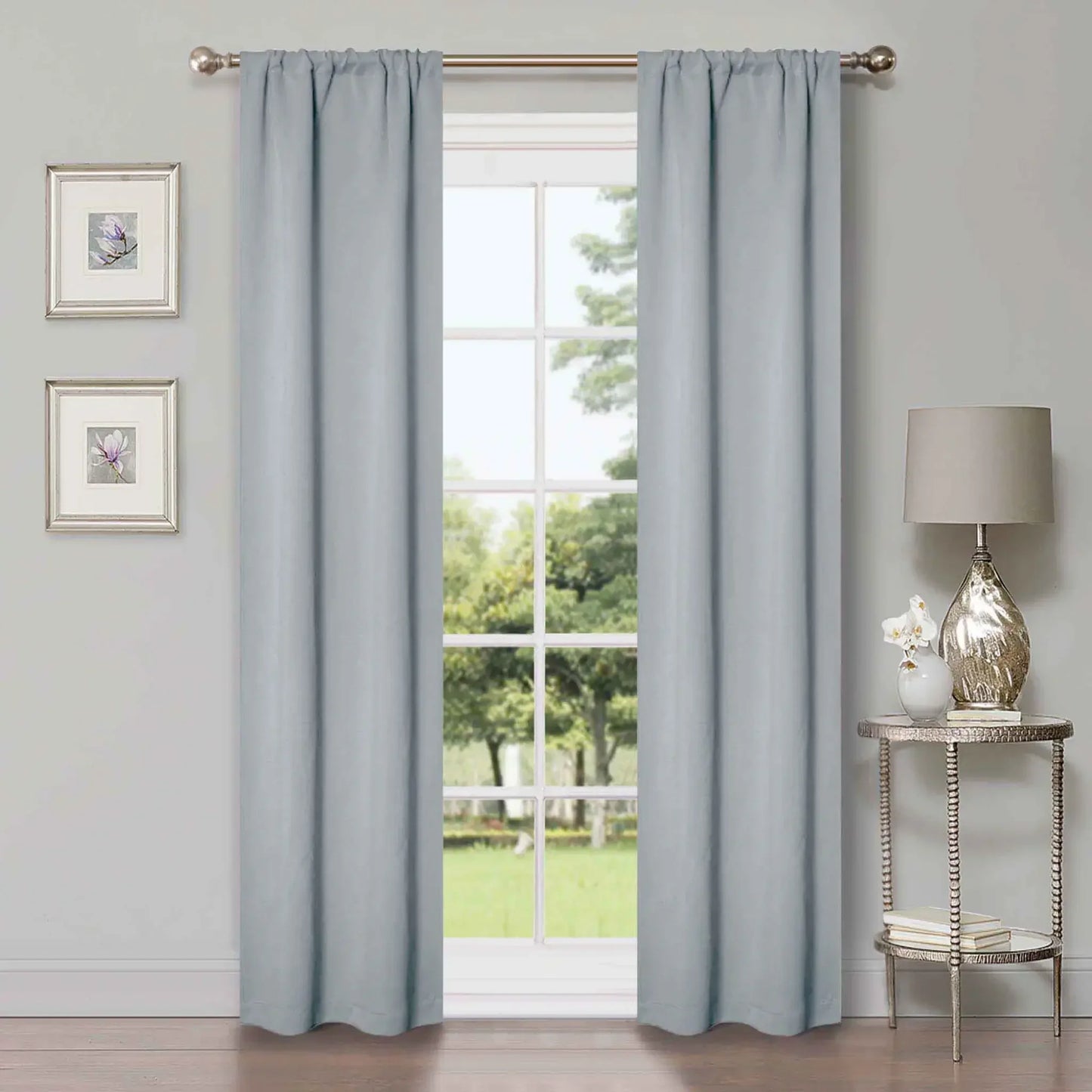 Solid Room Darkening Rod Pocket Blackout Curtain Panels, Set of 2