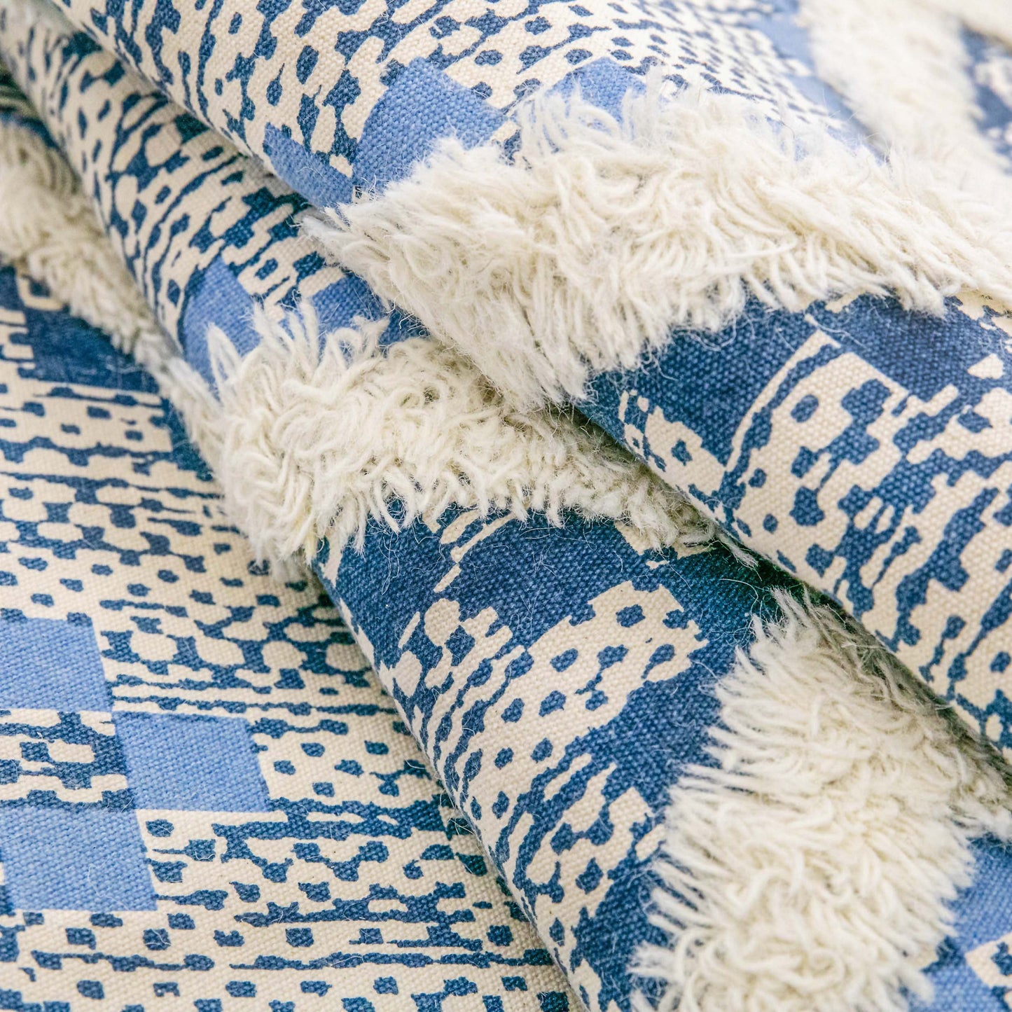 Geometric Wool Cotton Blend Latex Backing Indoor Area Rug - Stone/MidnightBlue