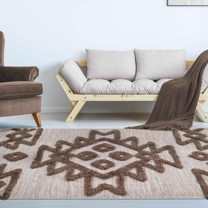  Superior Bohemian Wool Geometric Medallion Fringe Indoor Area or Runner Rug - Sand-Taupe