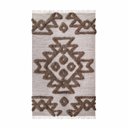  Superior Bohemian Wool Geometric Medallion Fringe Indoor Area or Runner Rug - Sand-taupe