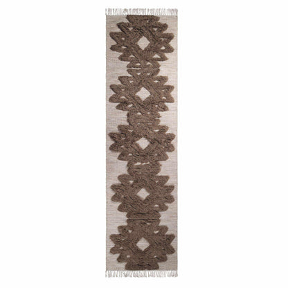  Superior Bohemian Wool Geometric Medallion Fringe Indoor Area or Runner Rug - Sand-Taupe