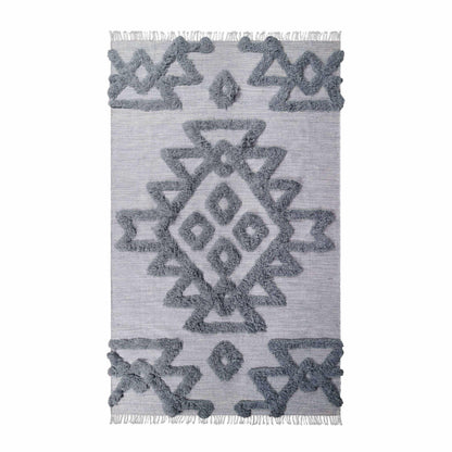  Superior Bohemian Wool Geometric Medallion Fringe Indoor Area or Runner Rug - Silver-Grey