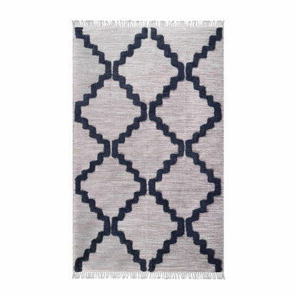 Superior Casual Wool Lattice Fringe Indoor Area or Runner Rug - Charcoal