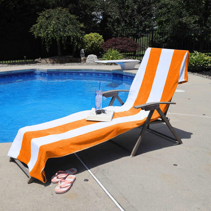 Superior Cotton Standard Size Cabana Stripe Chaise Lounge Chair Cover - Orange