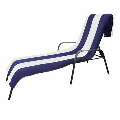 Superior Cotton Standard Size Cabana Stripe Chaise Lounge Chair Cover - Blue