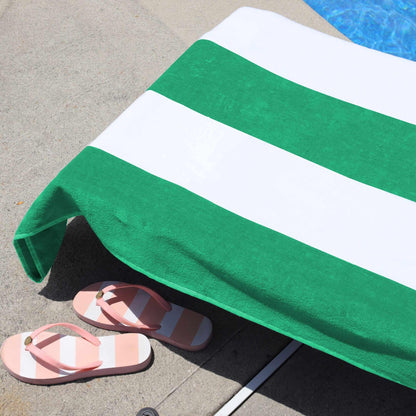 Superior Cotton Standard Size Cabana Stripe Chaise Lounge Chair Cover - Green