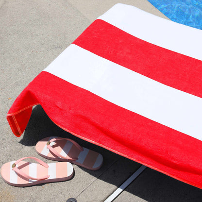 Superior Cotton Standard Size Cabana Stripe Chaise Lounge Chair Cover - Red