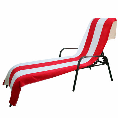 Superior Cotton Standard Size Cabana Stripe Chaise Lounge Chair Cover - Red