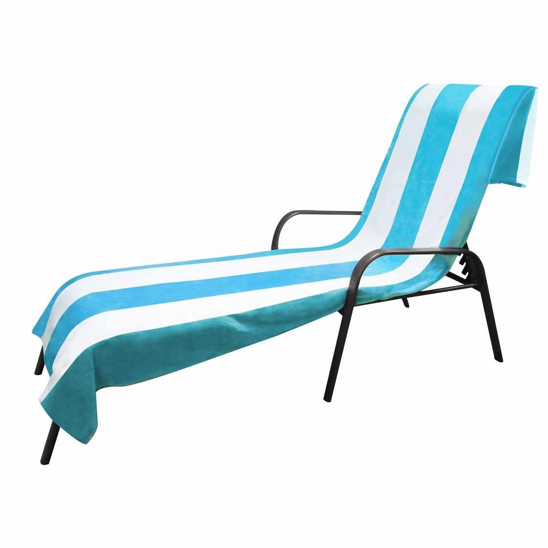 Superior Cotton Standard Size Cabana Stripe Chaise Lounge Chair Cover - Turquoise